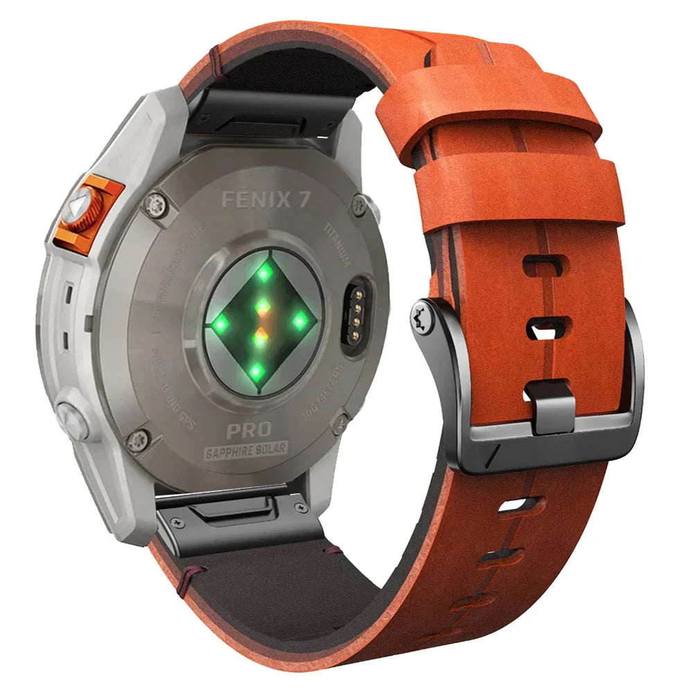 Pulseira Quick-Fit | 22mm (couro genuíno & titânio) - 2 cores